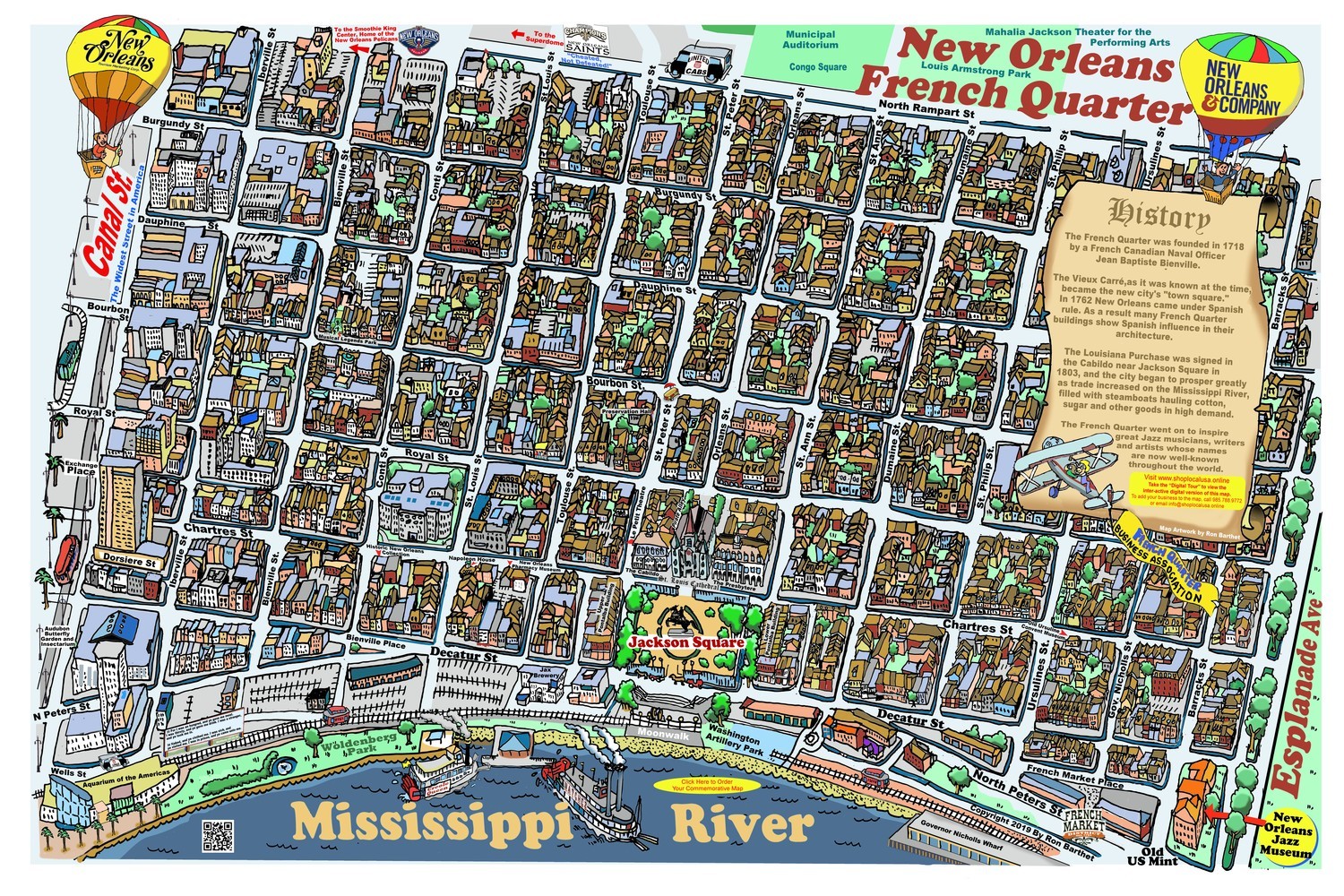 French Quarter Caricature Map